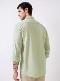 Men Green Full Sleeves Slim Fit Shirt