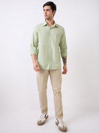 Men Green Full Sleeves Slim Fit Shirt