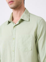 Men Green Full Sleeves Slim Fit Shirt