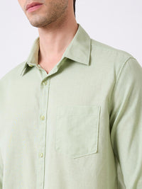 Men Green Full Sleeves Slim Fit Shirt