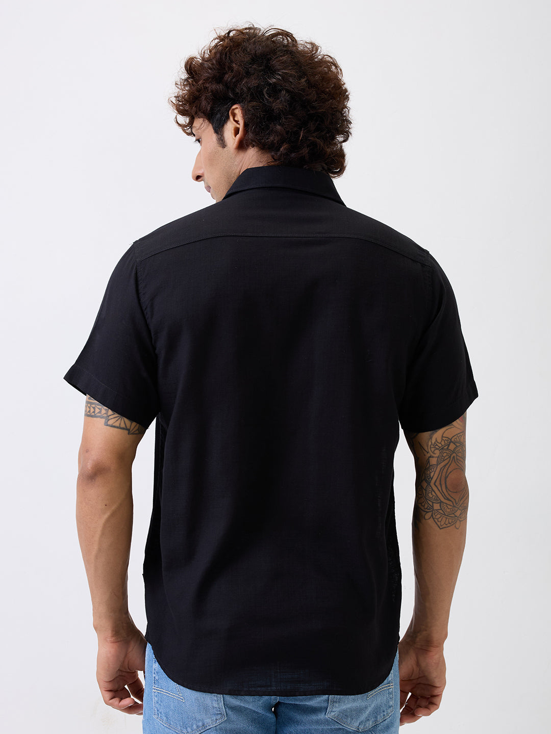Spykar Black Slim Fit Casual Shirt For Men