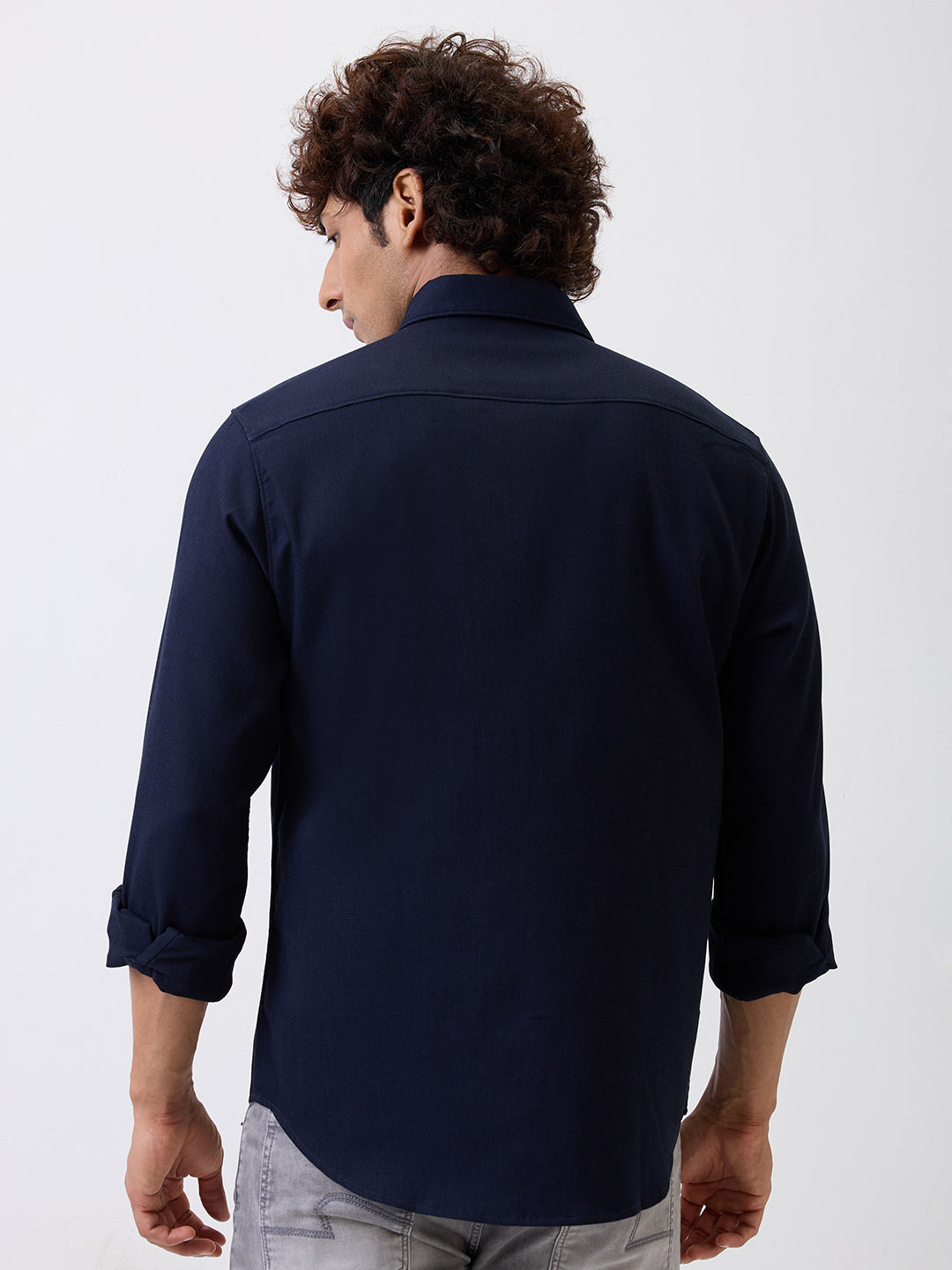 Spykar Blue Slim Fit Casual Shirt For Men