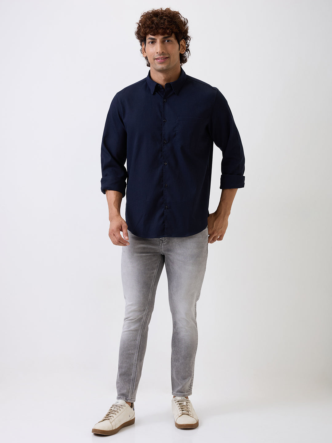 Spykar Blue Slim Fit Casual Shirt For Men