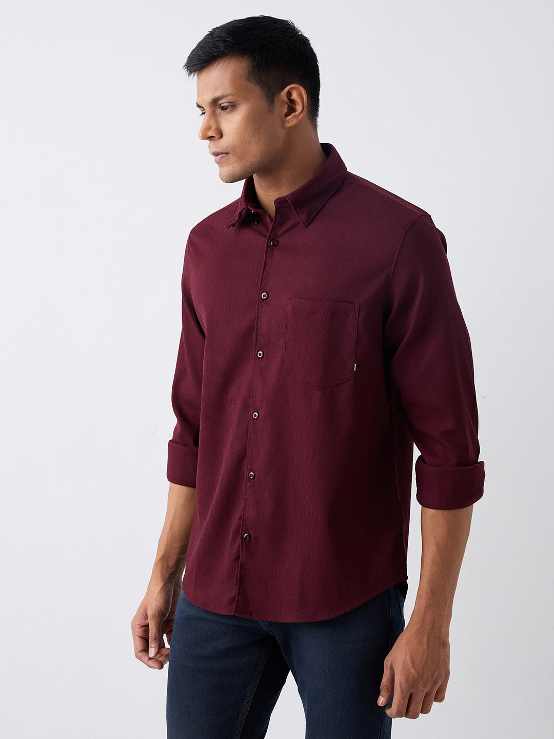 Spykar Red Slim Fit Casual Shirt For Men