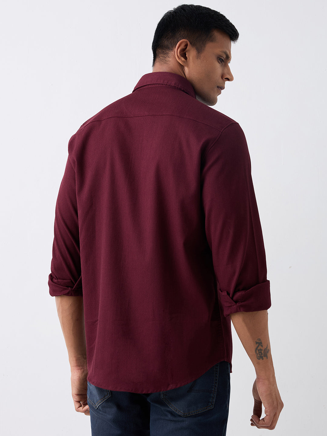 Spykar Red Slim Fit Casual Shirt For Men