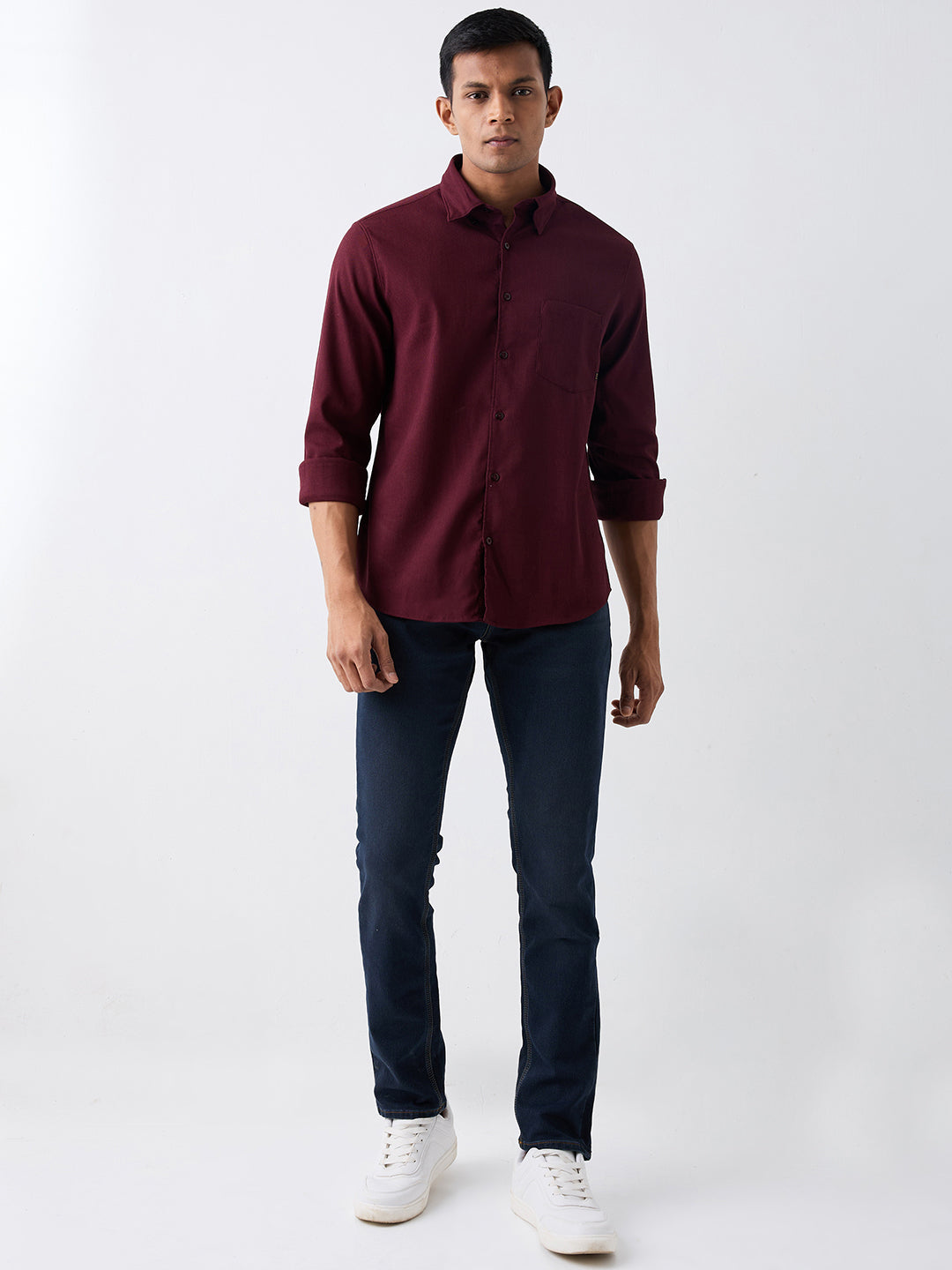 Spykar Red Slim Fit Casual Shirt For Men