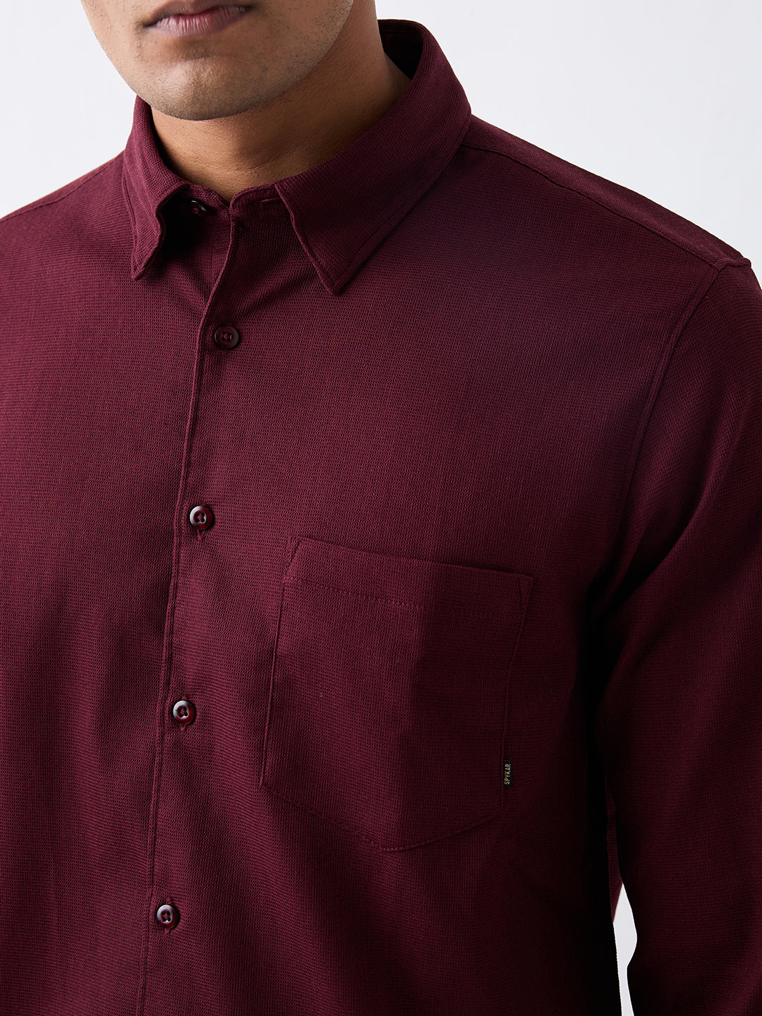 Spykar Red Slim Fit Casual Shirt For Men