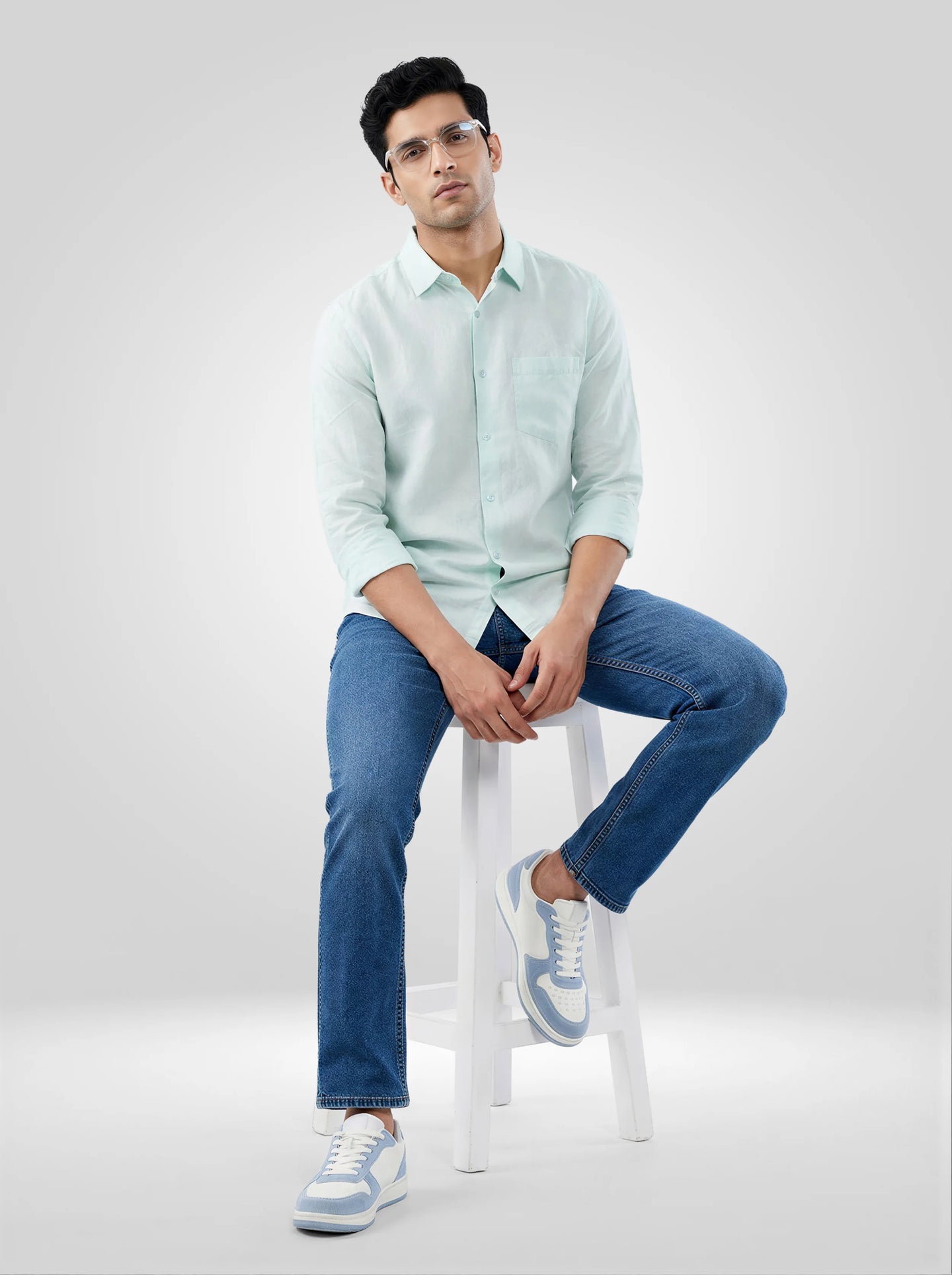 Men Shirt Solid Blue Regular Fit