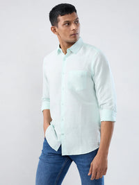 Men Shirt Solid Blue Regular Fit