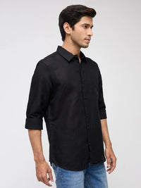 Men Shirt Solid Black Regular Fit