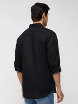 Men Shirt Solid Black Regular Fit
