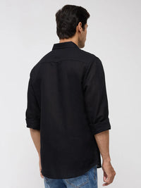 Men Shirt Solid Black Regular Fit