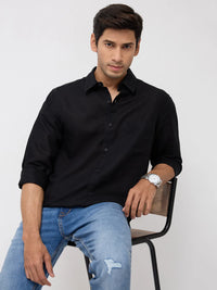 Men Shirt Solid Black Regular Fit