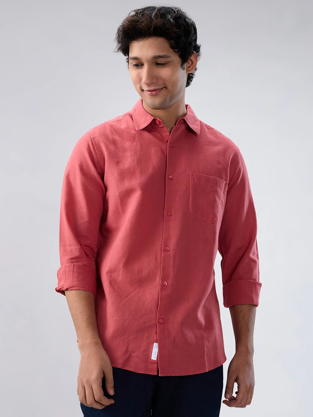 Men Shirt Solid Red Regular Fit