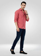 Men Shirt Solid Red Regular Fit