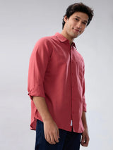 Men Shirt Solid Red Regular Fit