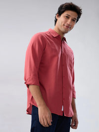 Men Shirt Solid Red Regular Fit