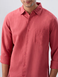 Men Shirt Solid Red Regular Fit