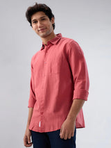 Men Shirt Solid Red Regular Fit