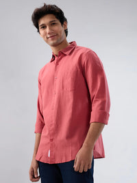 Men Shirt Solid Red Regular Fit
