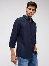 Men Shirt Solid Navy Blue Regular Fit