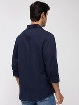 Men Shirt Solid Navy Blue Regular Fit