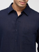 Men Shirt Solid Navy Blue Regular Fit