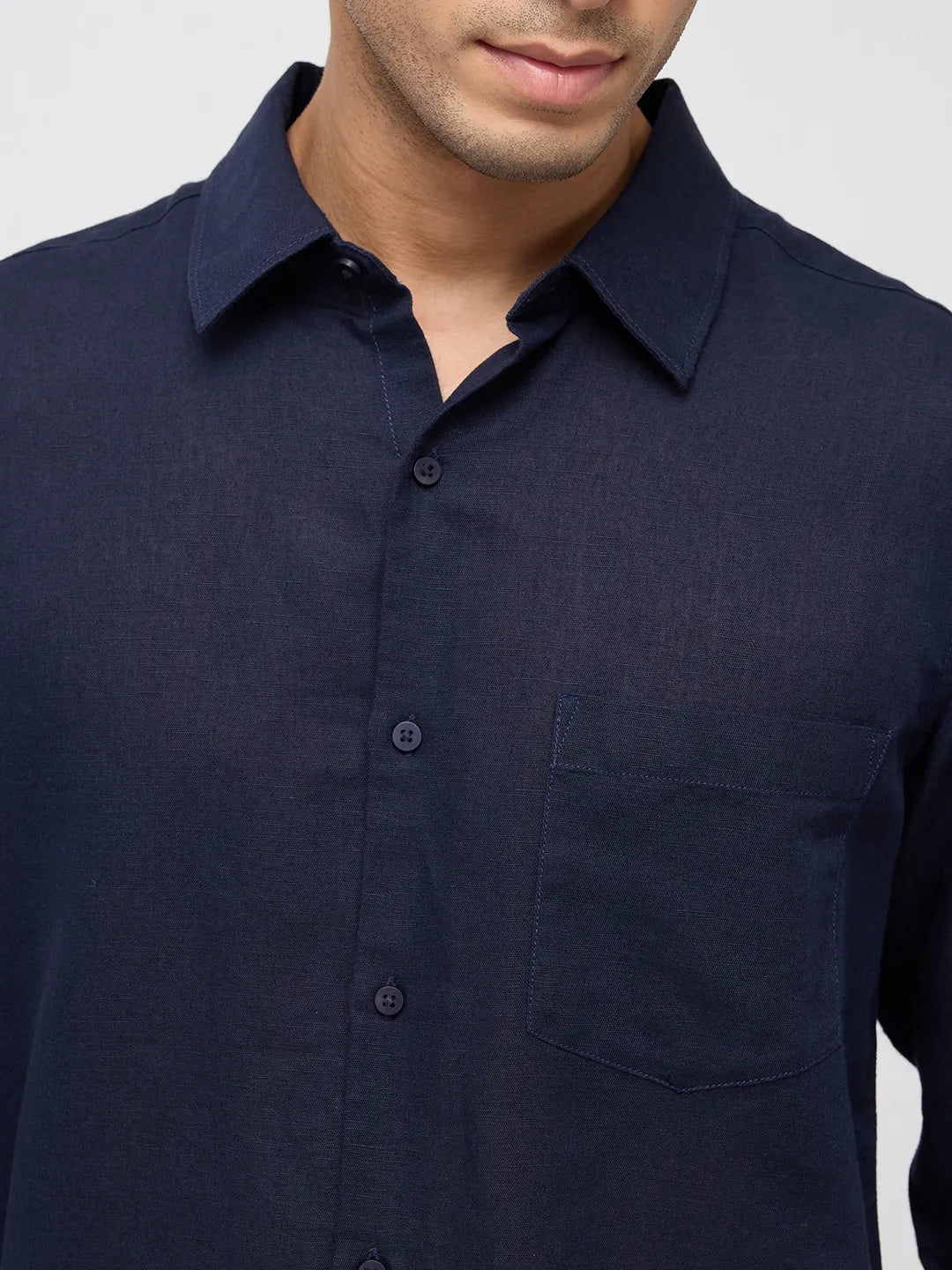 Men Shirt Solid Navy Blue Regular Fit