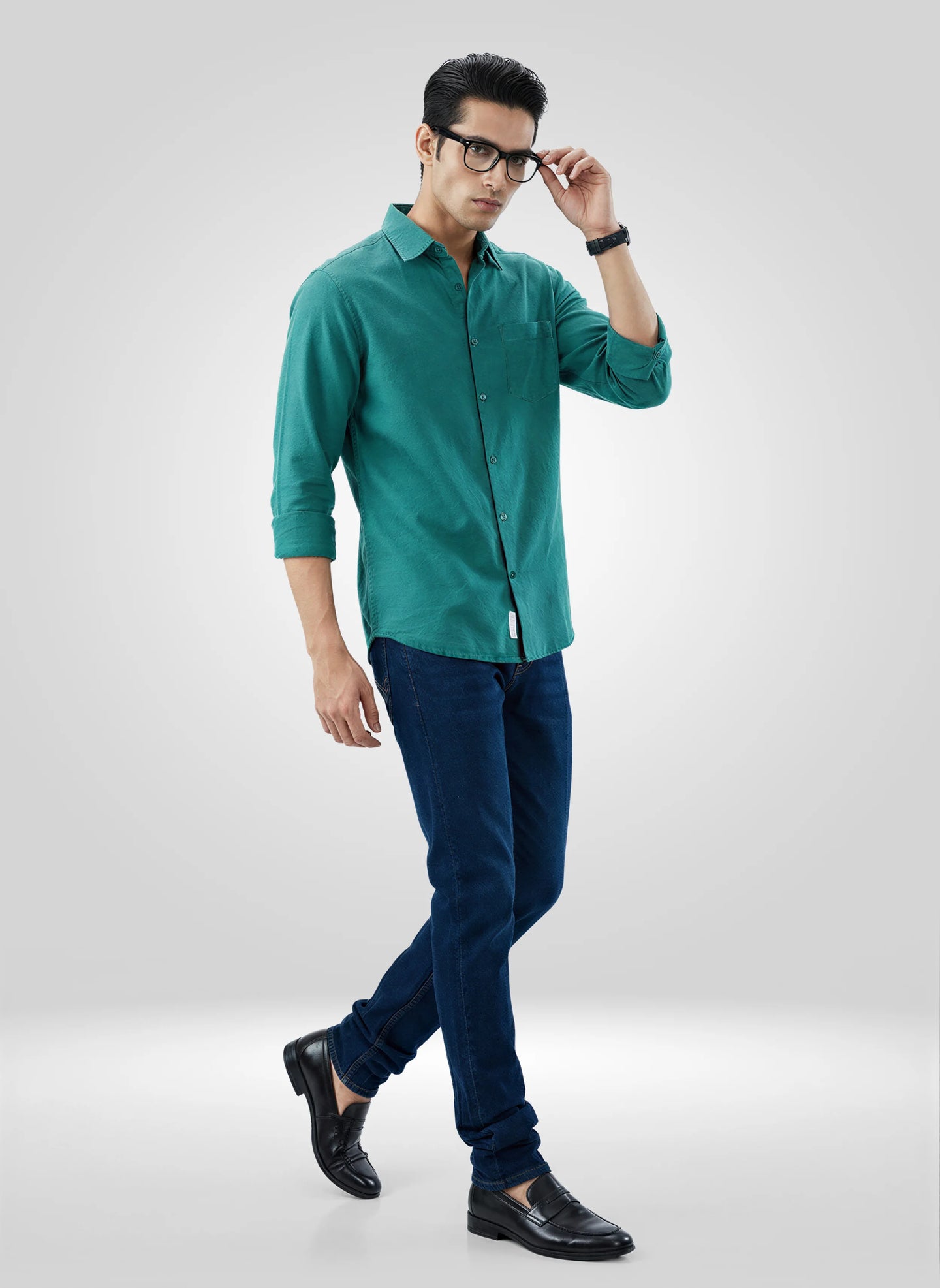 Men Shirt Solid Green Regular Fit