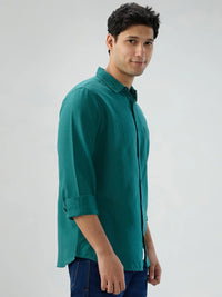 Men Shirt Solid Green Regular Fit