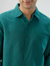 Men Shirt Solid Green Regular Fit