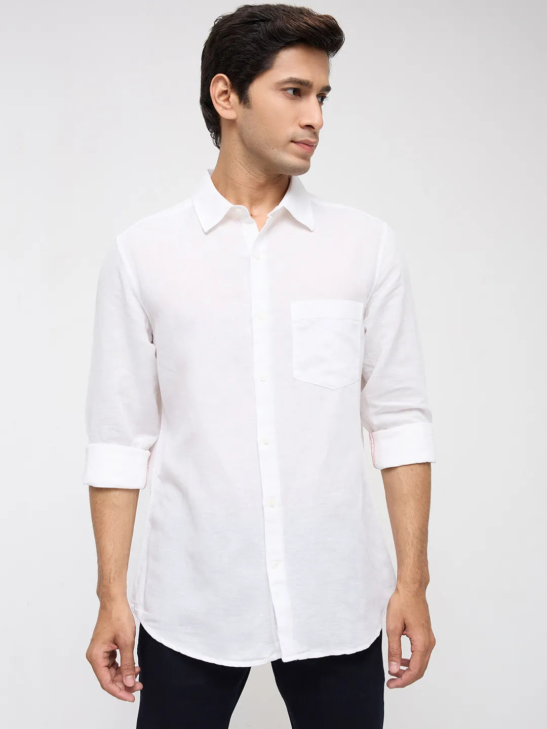 Men Shirt Solid White Regular Fit