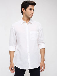 Men Shirt Solid White Regular Fit