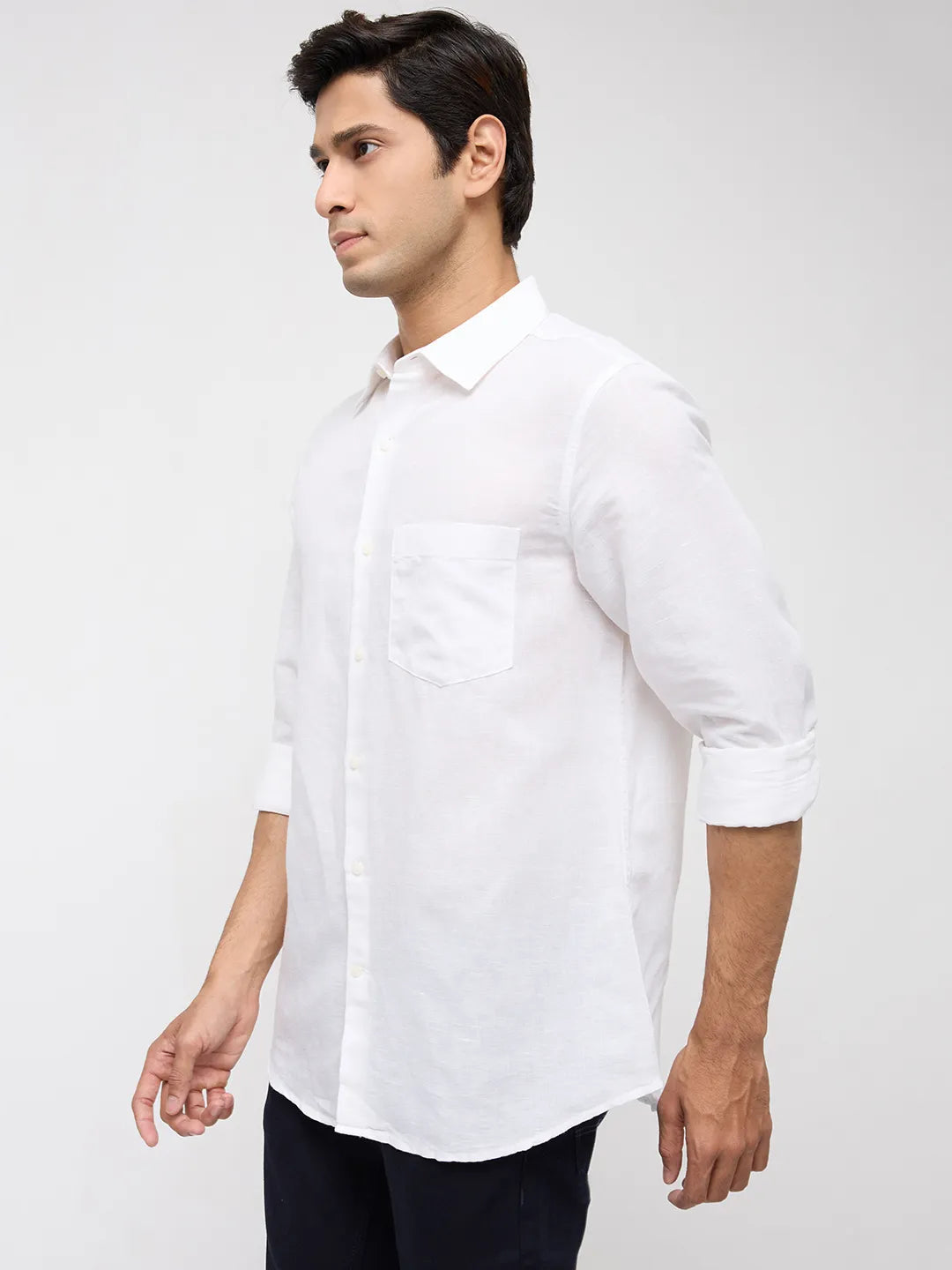 Men Shirt Solid White Regular Fit
