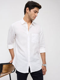 Men Shirt Solid White Regular Fit