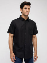 Men Shirt Solid Black Regular Fit