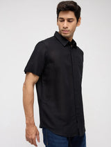 Men Shirt Solid Black Regular Fit