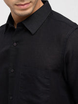 Men Shirt Solid Black Regular Fit