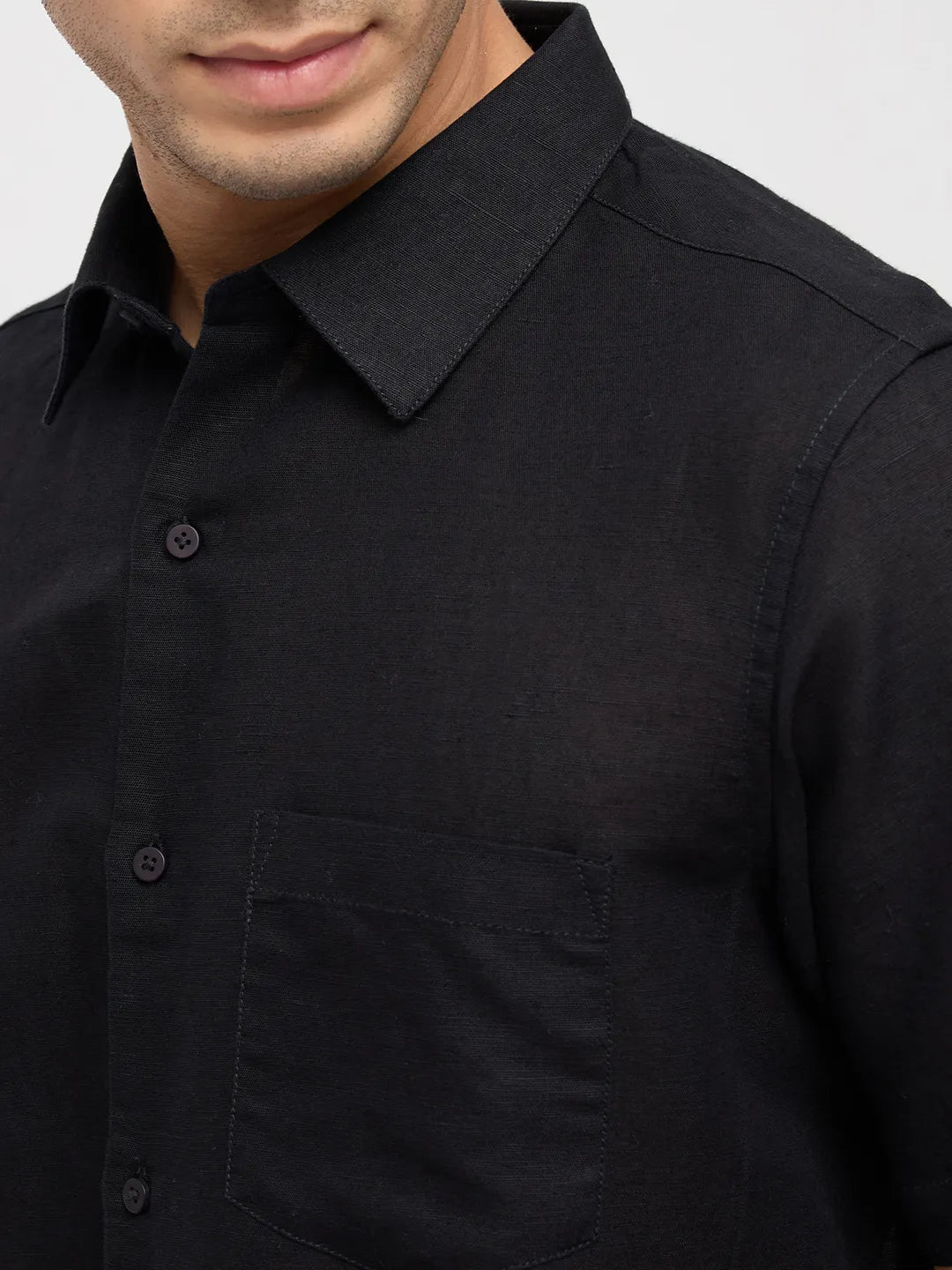 Men Shirt Solid Black Regular Fit