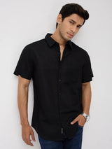 Men Shirt Solid Black Regular Fit