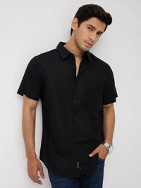 Men Shirt Solid Black Regular Fit