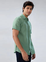 Men Shirt Solid Green Regular Fit