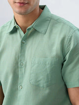 Men Shirt Solid Green Regular Fit