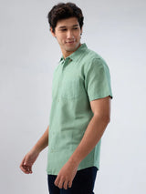 Men Shirt Solid Green Regular Fit