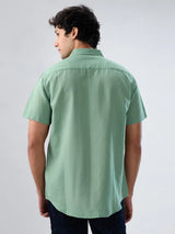 Men Shirt Solid Green Regular Fit