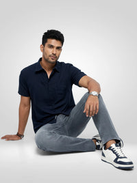 Men Shirt Solid Navy Blue Regular Fit
