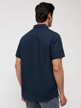 Men Shirt Solid Navy Blue Regular Fit