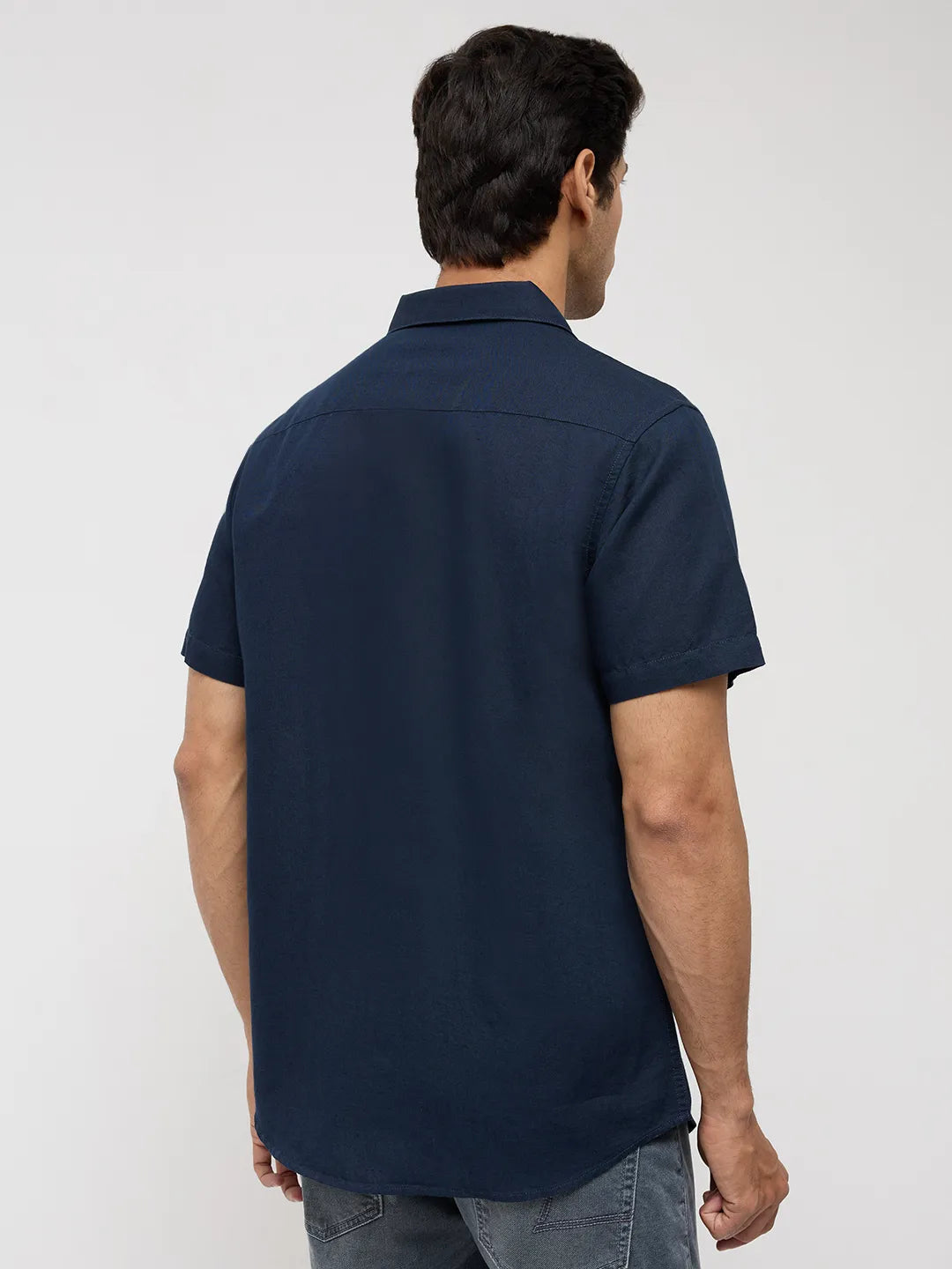 Men Shirt Solid Navy Blue Regular Fit