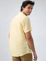Men Shirt Solid Yellow Regular Fit