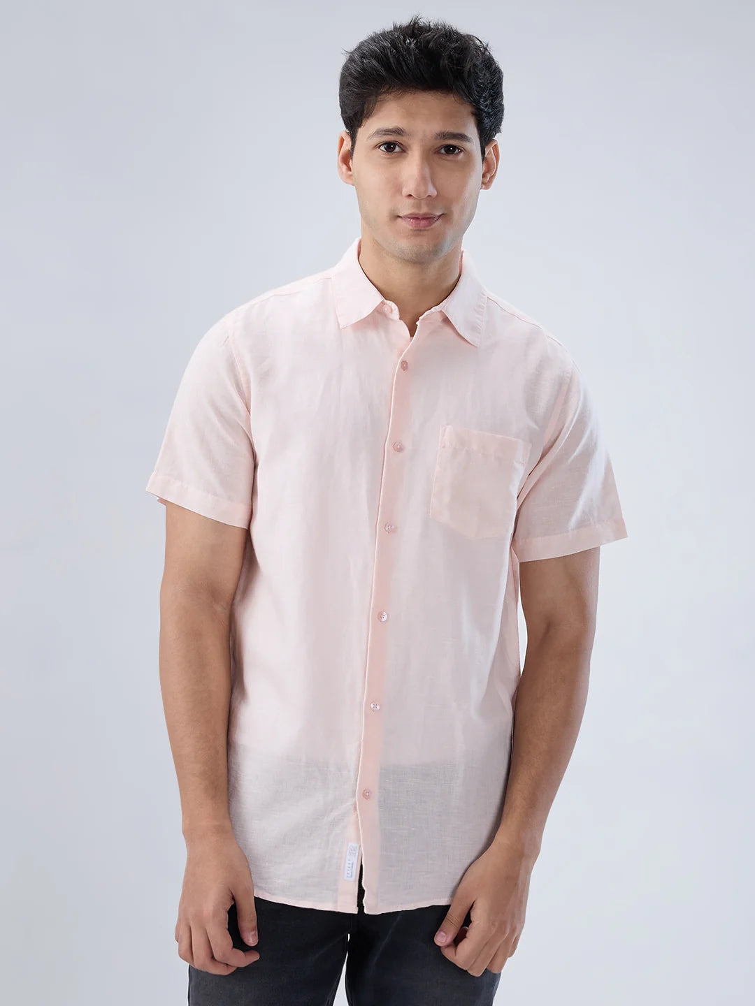 Men Shirt Solid Pink Regular Fit